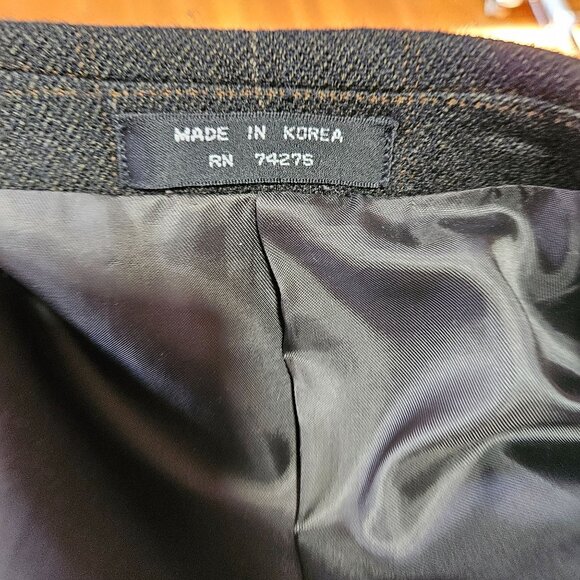 Mens Enrico Gelini Plaid Wool Blazer Jacket 3-Button Front Charcoal Gray Size 42 - Picture 8 of 14